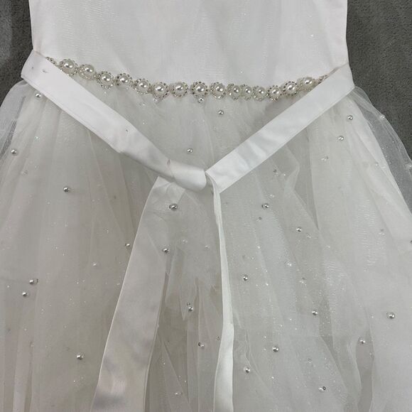 American Princess Girls 7 Fancy Special Occasion Dress White Beaded tulle Fairy - Picture 9 of 9